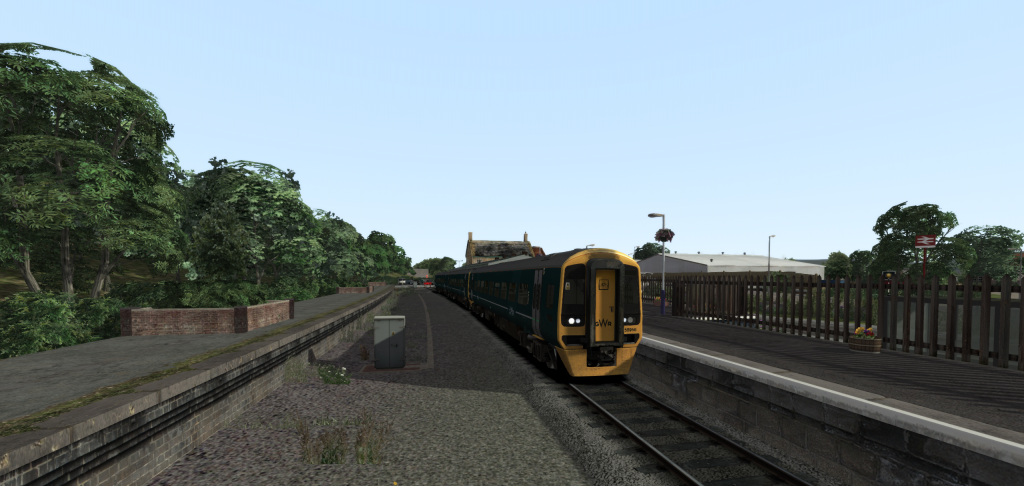 GWR Class 158 stood still at Barnstaple Station, in Devon,, facing southbound towards Umberleigh; Train Simulator Classic