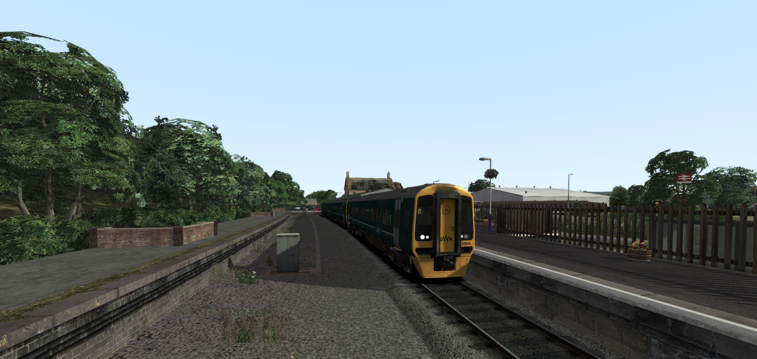 GWR Class 158 stood still at Barnstaple Station, in Devon,, facing southbound towards Umberleigh; Train Simulator Classic